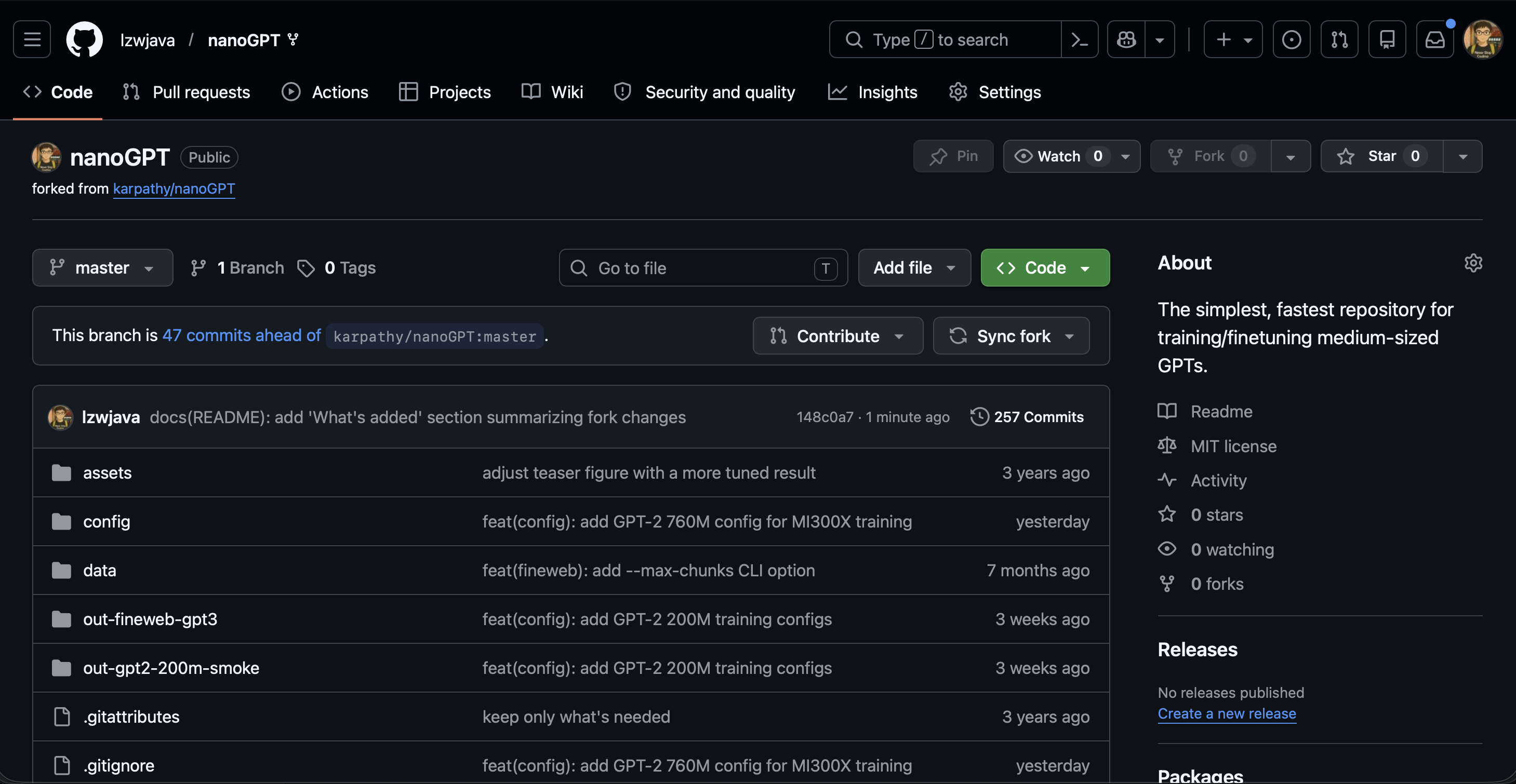 Enhanced nanoGPT — 45 commits, dataset pipelines, scaled training configs, inline shape annotations