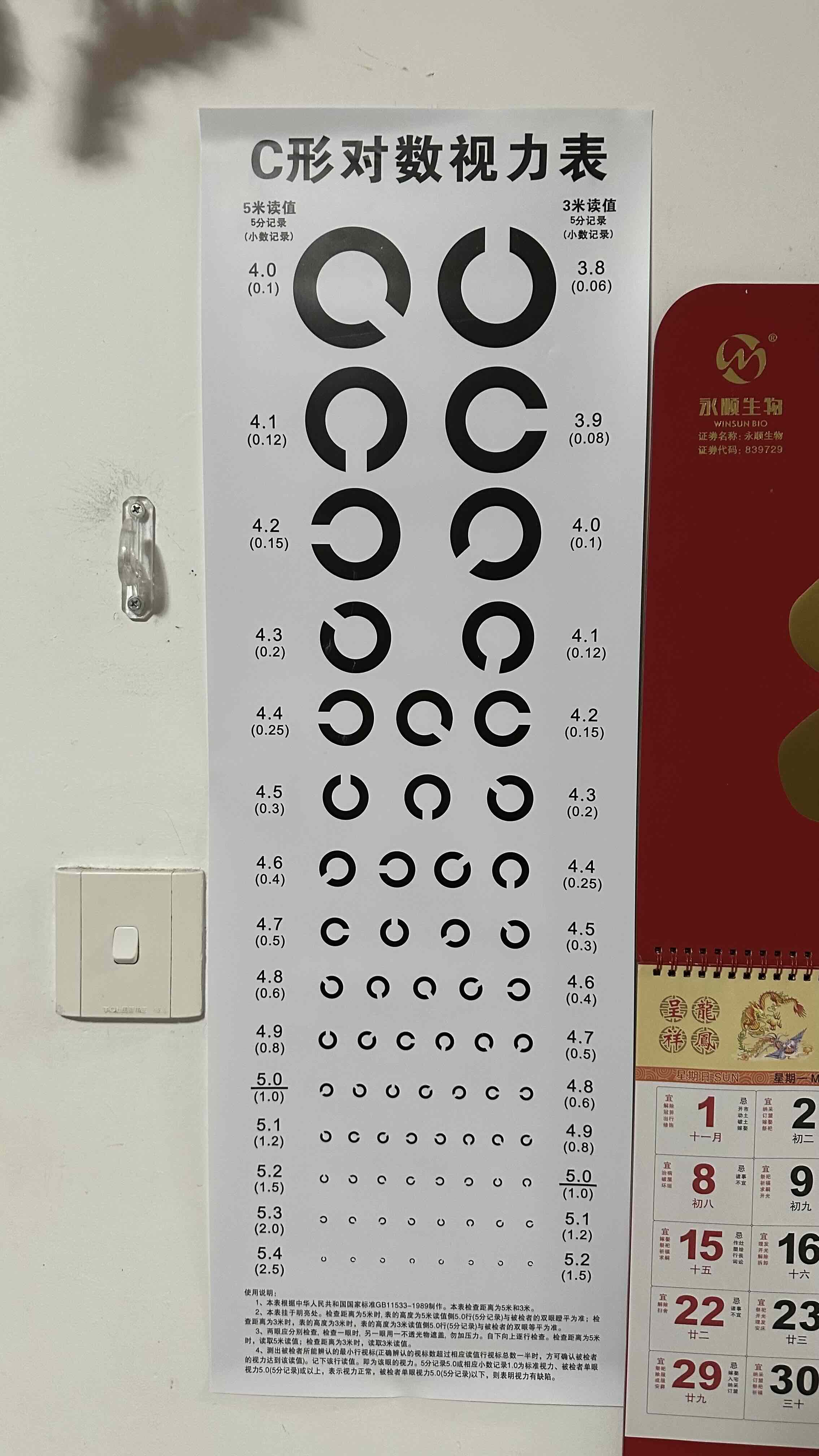 C-shaped vision chart